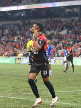 Curitiba (PR), Brazil 03 / 02 / 2026 - Athletico ve Foz do Iguacu arasındaki çeyrek final maçında attığı golü Arena da Baixada 'da (edson de souza / thenews2)