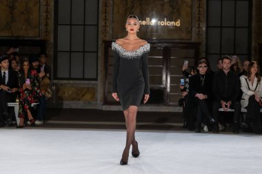 Pamella Roland - Runway - Şubat 2026 New York Moda Haftası. 12 Şubat 2026, New York, New York, ABD: New York Halk Kütüphanesi 'ndeki New York Moda Haftası sırasında Pamella Roland defilesi için bir model podyumda yürüyor