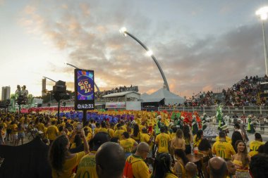 Sao Paulo (SP), Brezilya 02 / 15 / 2026 The Camisa Verde e Branco samba okulu, Sao Paulo şehrinin kuzey kesimindeki Anhembi sambadrome 'daki özel bir grupta büyük şamandıra, lüks kostümler (leco viana / theenews2)