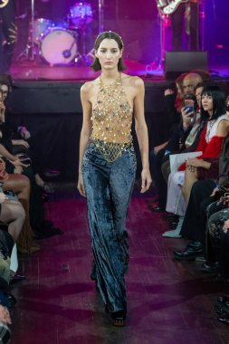 12 Şubat 2026, New York, New York, ABD: 12 Şubat 2026 'da Bowery Balo Salonu' ndaki New York Moda Haftası sırasında Cucculelli Shaheen defilesinde bir model podyumda yürüyor. (M10 'lar\ yeni 2ler))