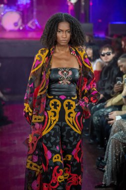 12 Şubat 2026, New York, New York, ABD: 12 Şubat 2026 'da Bowery Balo Salonu' ndaki New York Moda Haftası sırasında Cucculelli Shaheen defilesinde bir model podyumda yürüyor. (M10 'lar\ yeni 2ler))