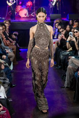 12 Şubat 2026, New York, New York, ABD: 12 Şubat 2026 'da Bowery Balo Salonu' ndaki New York Moda Haftası sırasında Cucculelli Shaheen defilesinde bir model podyumda yürüyor. (M10 'lar\ yeni 2ler))