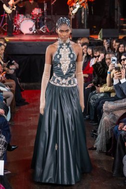 12 Şubat 2026, New York, New York, ABD: 12 Şubat 2026 'da Bowery Balo Salonu' ndaki New York Moda Haftası sırasında Cucculelli Shaheen defilesinde bir model podyumda yürüyor. (M10 'lar\ yeni 2ler))