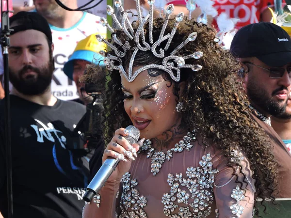 Sao Paulo (SP), Brezilya 02 / 14 / 2026 - Gloria Groove, 2026 yılında Ibirapuera 'da 10. kuruluş yıldönümünü kutlayan geleneksel LGBT blok Agrada Gregos' un geçidini sona erdirdi.)