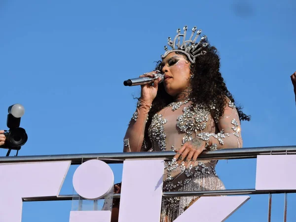 Sao Paulo (SP), Brezilya 02 / 14 / 2026 - Gloria Groove, 2026 yılında Ibirapuera 'da 10. kuruluş yıldönümünü kutlayan geleneksel LGBT blok Agrada Gregos' un geçidini sona erdirdi.)