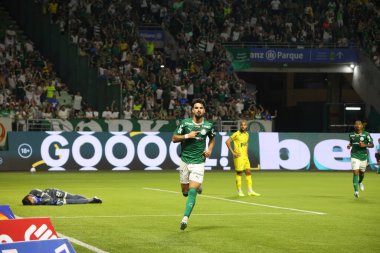 Sao Paulo (SP), 03 / 15 / 2026 - Palmeiras 'lı Flaco Lopez, Palmeiras ve Mirassol arasında oynanan maçtaki golünü kutluyor. (leco viana\ yeni2))