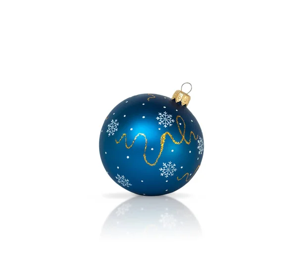 New Year Blue Ball Christmas Tree Toy Isolated Object — Stock Photo, Image
