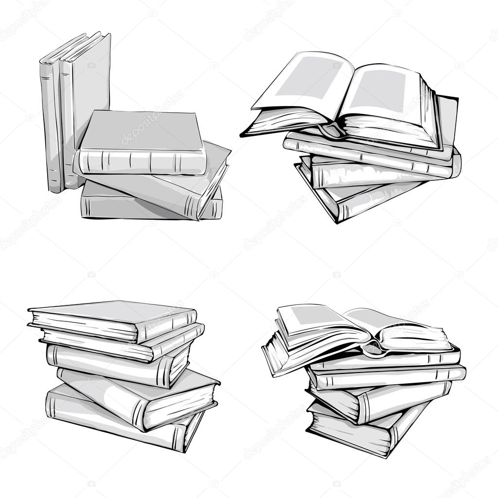 Sketch Of A Stack Books Stock Vector Yulianas 95114308