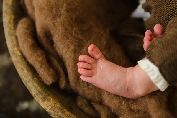 Macro colpo Babyfoot piedi liitle e dita dei piedi poco piede — Foto Stock