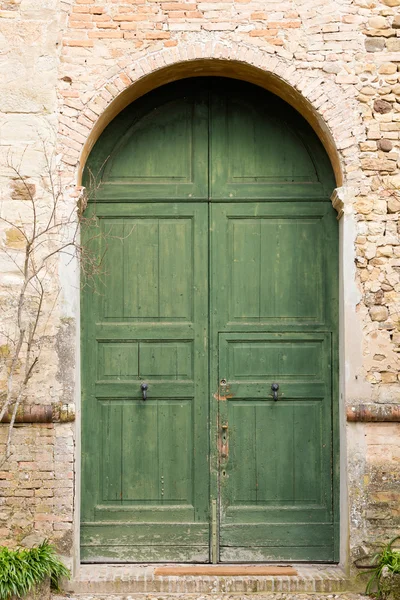Старая зеленая дверь — стоковое фото