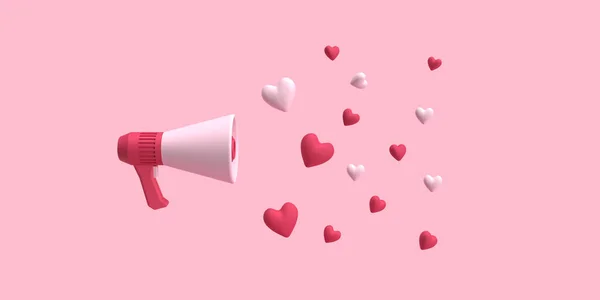 Megafoon Met Liefde Voor Romantisch Bruiloft Concept Achtergrond Gerenderd Premium — Stockfoto