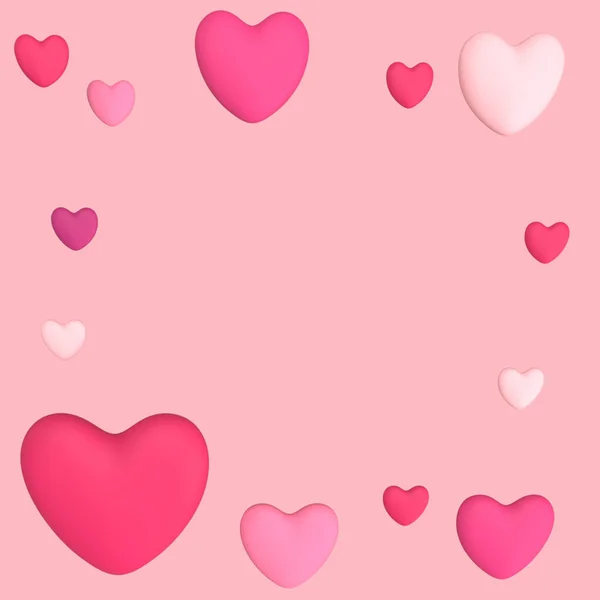 Heart Love Pink Romantic Concepts Background Square Rendered Premium Photo 스톡 사진