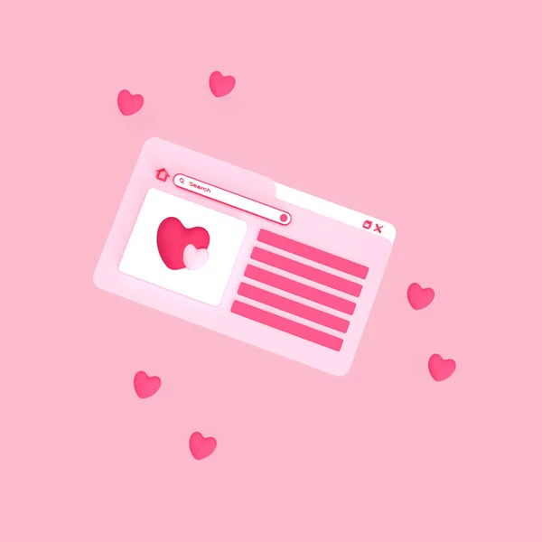 White Pink Heart Homepage Browser Little Love Browser Rendered Premium 로열티 프리 스톡 이미지