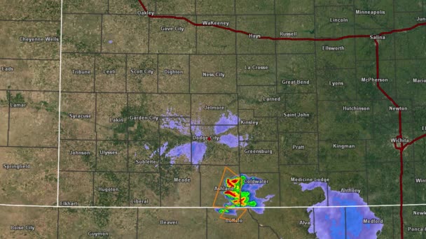 2007 Greensburg KS Tornado Radar Ampia con cassette di avvertimento — Video Stock