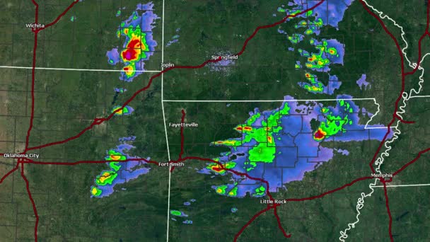 Meados de Maio de 2008 Surto de Tornado com Caixas de Aviso — Vídeo de Stock