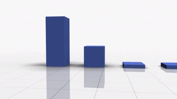 Gráfico de barras cayendo en azul — Vídeo de stock