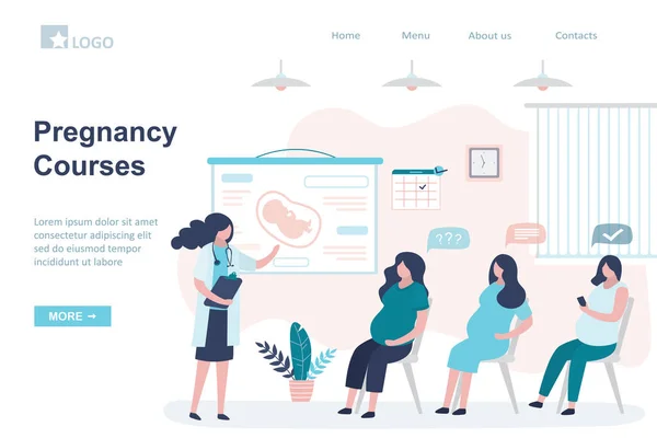 Μαθήματα Εγκυμοσύνης Πρότυπο Σελίδας Προορισμού Πανό Σεμιναρίου Μητρότητας Ομάδα Εγκύων — Διανυσματικό Αρχείο