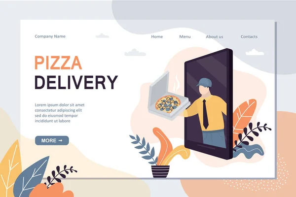 Pizza Levering Landing Page Template Bestel Italiaans Eten Bij Restaurant — Stockvector