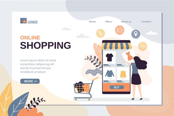 Modelo Landing Page Compras Online Tecnologia Compra Loja Internet Telefone — Vetor de Stock