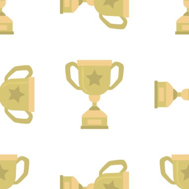 Galibiyet kupası ile kusursuz desen, düz vektör illüstrasyonu