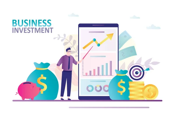 Business Analyst Offers Successful Strategy Investment Concept Data Analysis Finance — Stock Vector