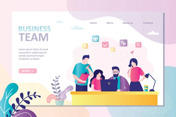 People Working Together New Project Collective Joint Work Landing Page — Vettoriale Stock