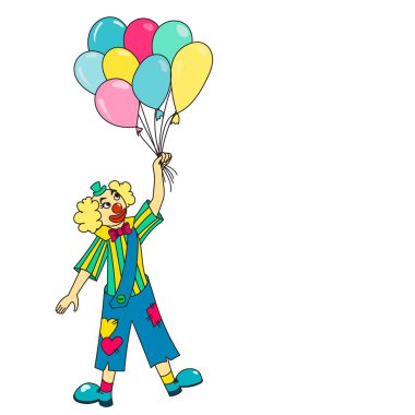 Palyaço holding renkli balonlar.
