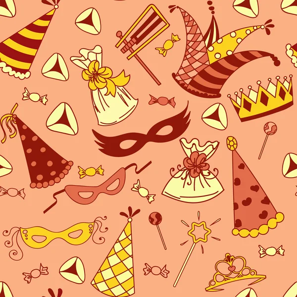 Seamless pattern background for Jewish holiday Purim — Stock Vector