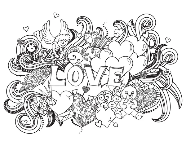 Αγάπη doodles φόντο — Διανυσματικό Αρχείο
