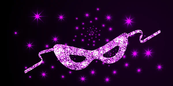 Violet glanzend masker van het carnaval — Stockvector