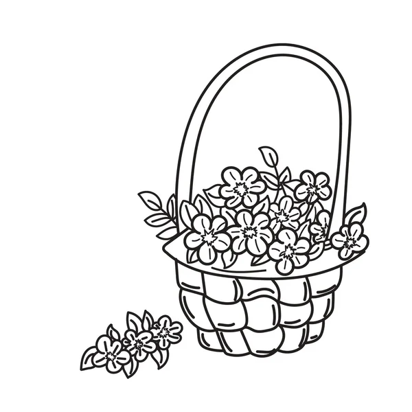 Basket with flowers — Stock Vector