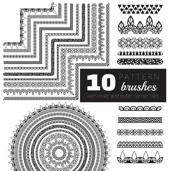 Vector pattern brush set