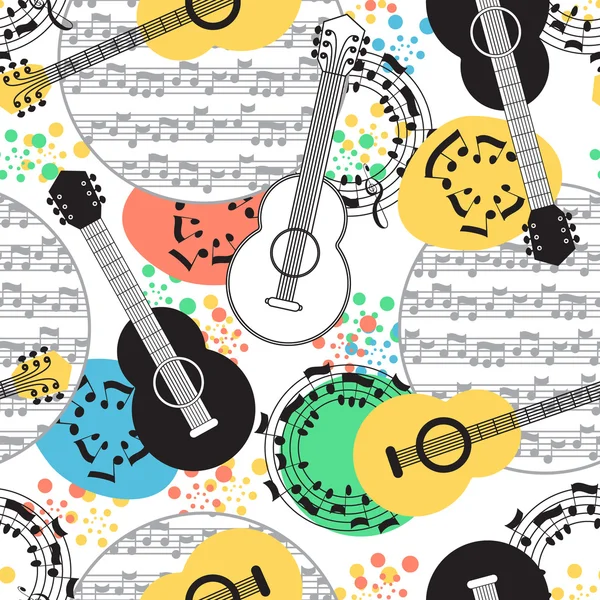 Guitare acoustique classique motif sans couture . — Image vectorielle