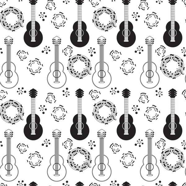 Guitare acoustique classique motif sans couture . — Image vectorielle