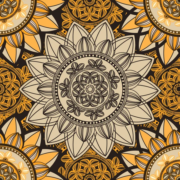 Mandala Ornament nahtloses Muster — Stockvektor