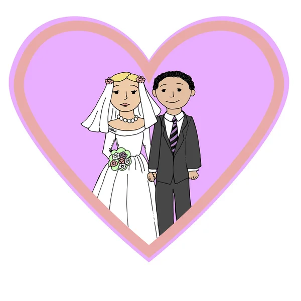 Bride and groom holding hands — Stock Vector