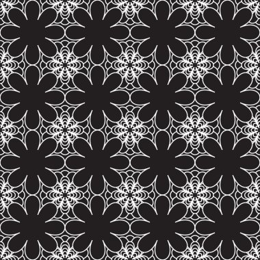 Siyah beyaz desenli çiçek deseni