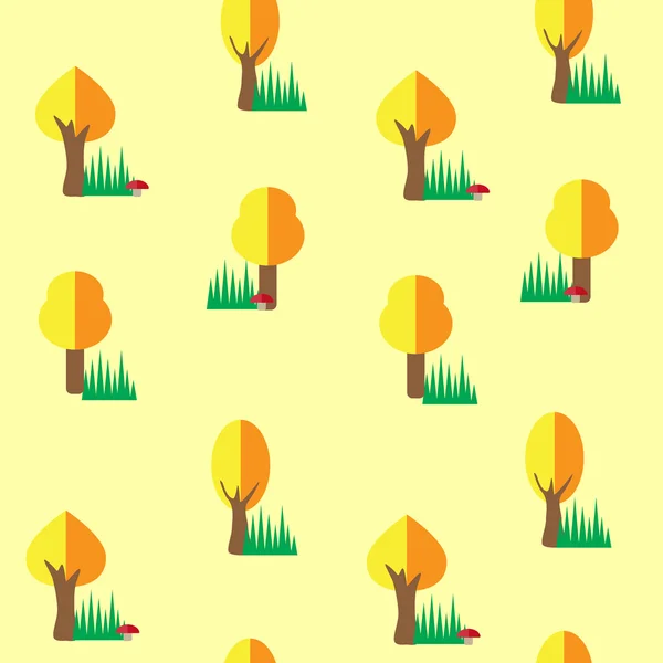Automne arbre fond de motif sans couture — Image vectorielle