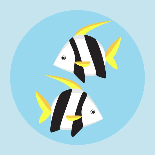 Icône plate poisson tropical — Image vectorielle