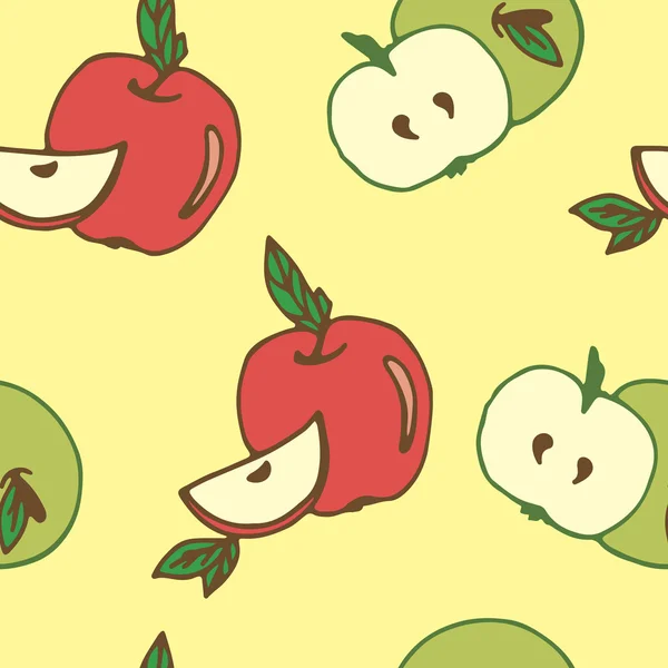 Naadloze patroon met rode en groene appels — Stockvector