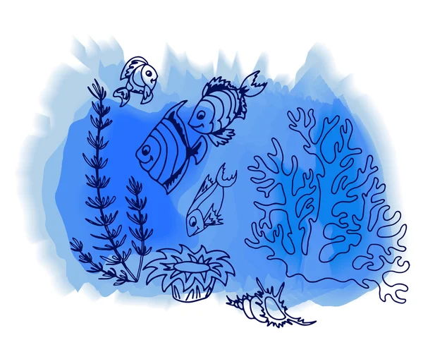 Tropical fish hand drawn — Stock Vector
