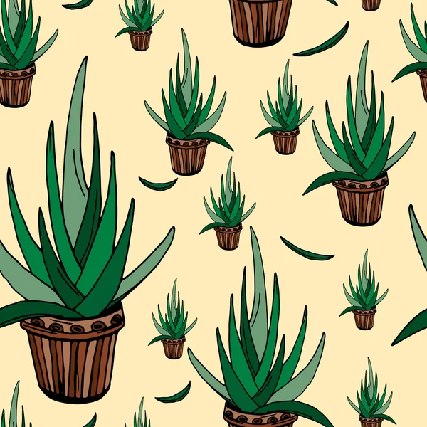 Aloe seamless pattern — Stock Vector