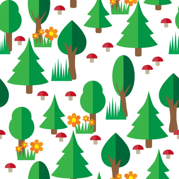 Forest seamless pattern in flat style — Stock Vector