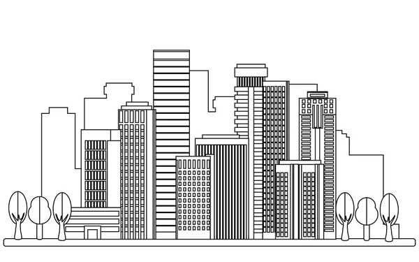 直線的なスタイルの都市図 — ストックベクタ
