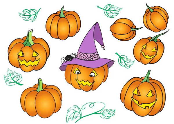 Halloween pompoen set — Stockvector