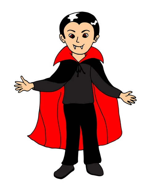 男孩穿着吸血鬼万圣节服装 — 图库矢量图片