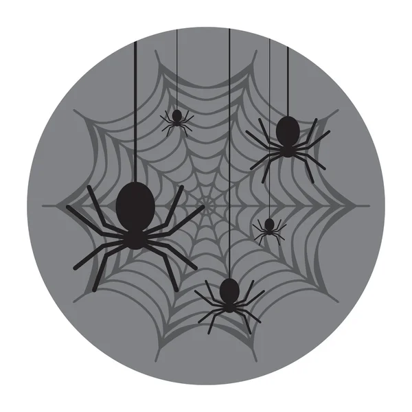 Spindelnät med spindlar ikon. Platt design vektor illustration — Stock vektor