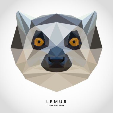 Lemur düşük Poli stil portresi