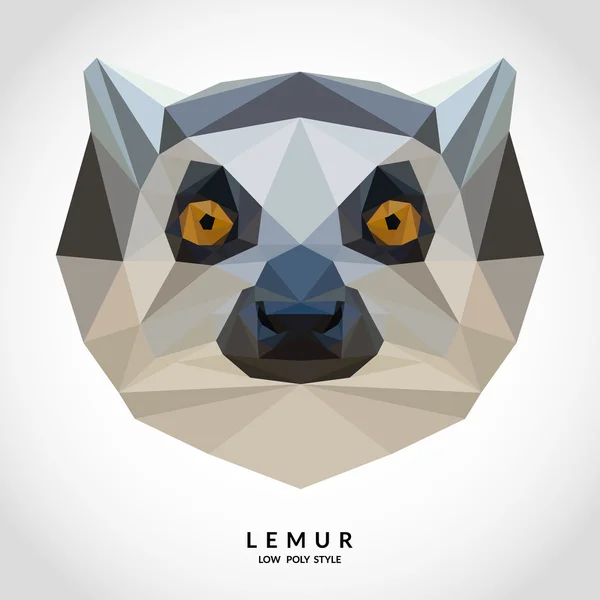 Ritratto di Lemur Low Poly Style — Vettoriale Stock