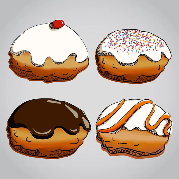 Conjunto de donas de hanukkah — Vector de stock